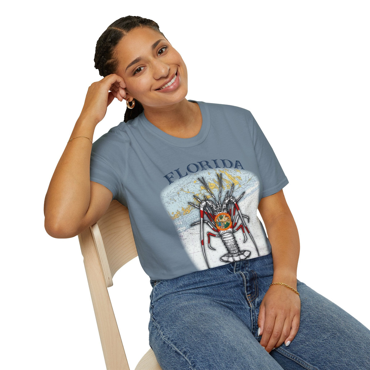 Florida Spiny Lobster Unisex Softstyle T-Shirt, Beachwear, Casual Tee, Seafood Lover Gift, Summer Outing Shirt - Get Tight Gear