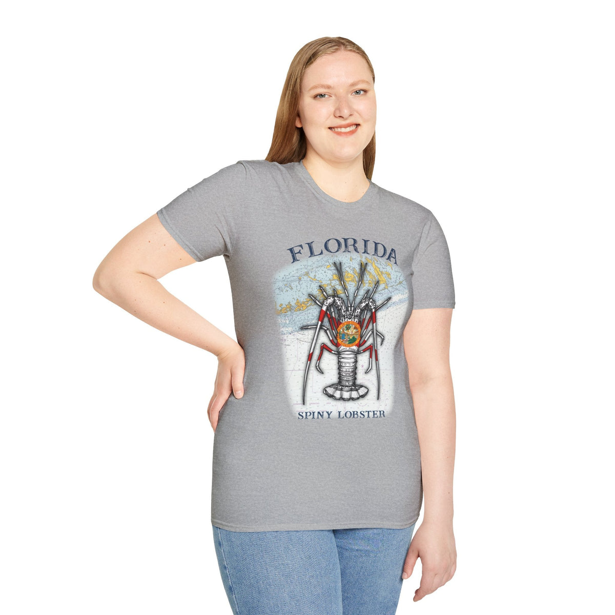 Florida Spiny Lobster Unisex Softstyle T-Shirt, Beachwear, Casual Tee, Seafood Lover Gift, Summer Outing Shirt - Get Tight Gear