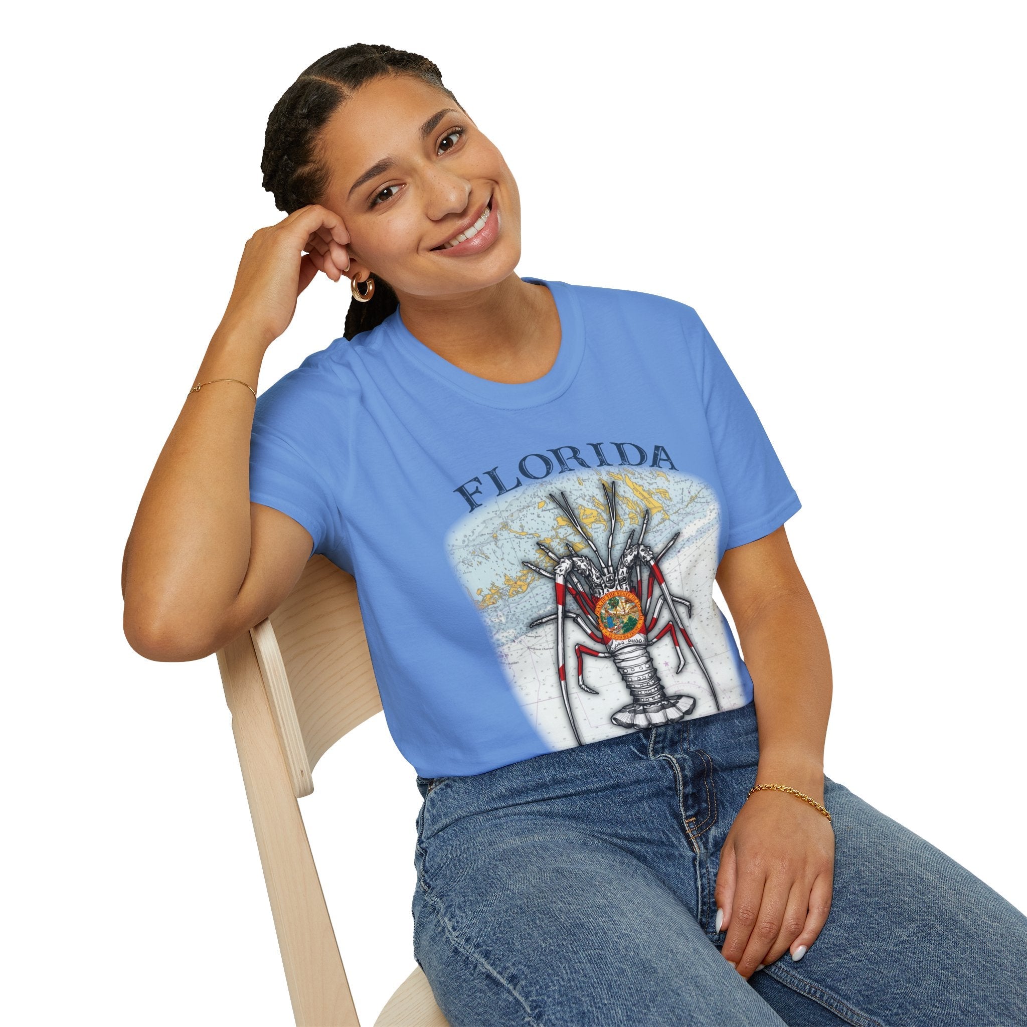 Florida Spiny Lobster Unisex Softstyle T-Shirt, Beachwear, Casual Tee, Seafood Lover Gift, Summer Outing Shirt - Get Tight Gear