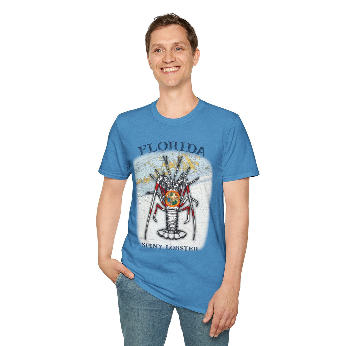 Florida Spiny Lobster Unisex Softstyle T-Shirt, Beachwear, Casual Tee, Seafood Lover Gift, Summer Outing Shirt - Get Tight Gear