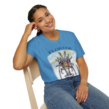 Florida Spiny Lobster Unisex Softstyle T-Shirt, Beachwear, Casual Tee, Seafood Lover Gift, Summer Outing Shirt - Get Tight Gear