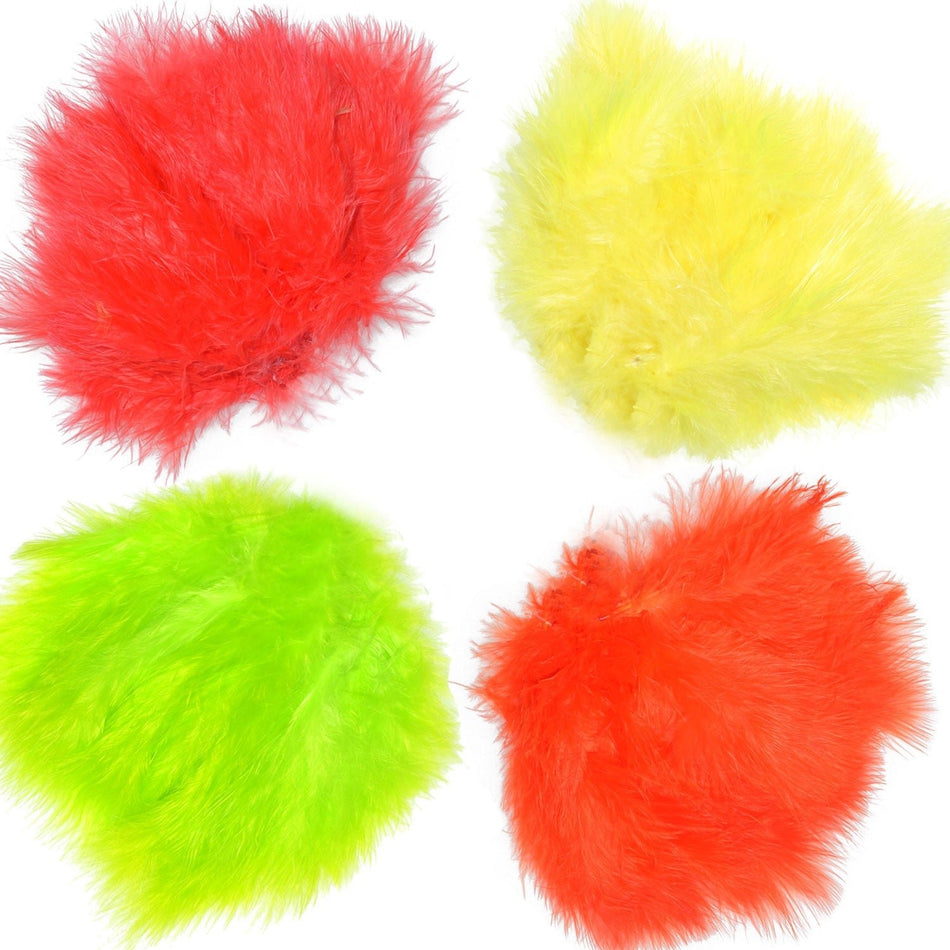 Fly Tying Materials - Select Woolly Bugger Marabou Fluorescent Colors - 1/8 Ounce - Get Tight Gear