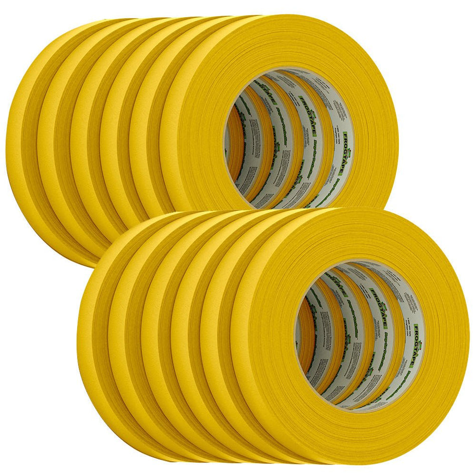 FrogTape CP 225 Medium - High Adhesion Masking Tape - 18MM x 55M x 12 - Pack - Gold - Rated f/225F - Get Tight Gear