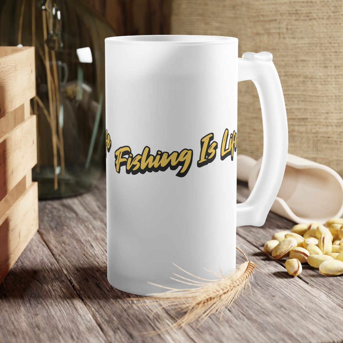Frosted Beer Mug - ‘Fishing Is Life’ Design for Outdoor Enthusiasts - Get Tight Gear