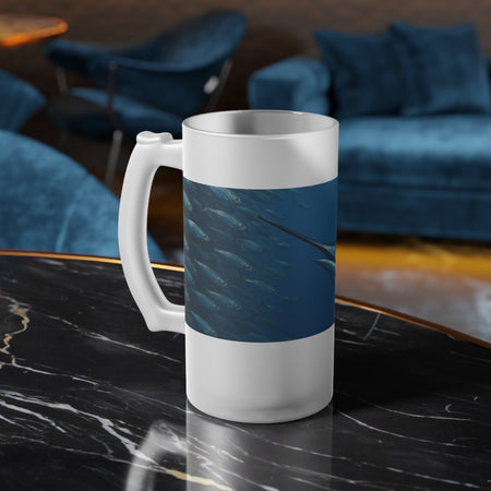 Frosted Glass Beer Mug - Blue Marlin Design for Ocean Lovers - Get Tight Gear