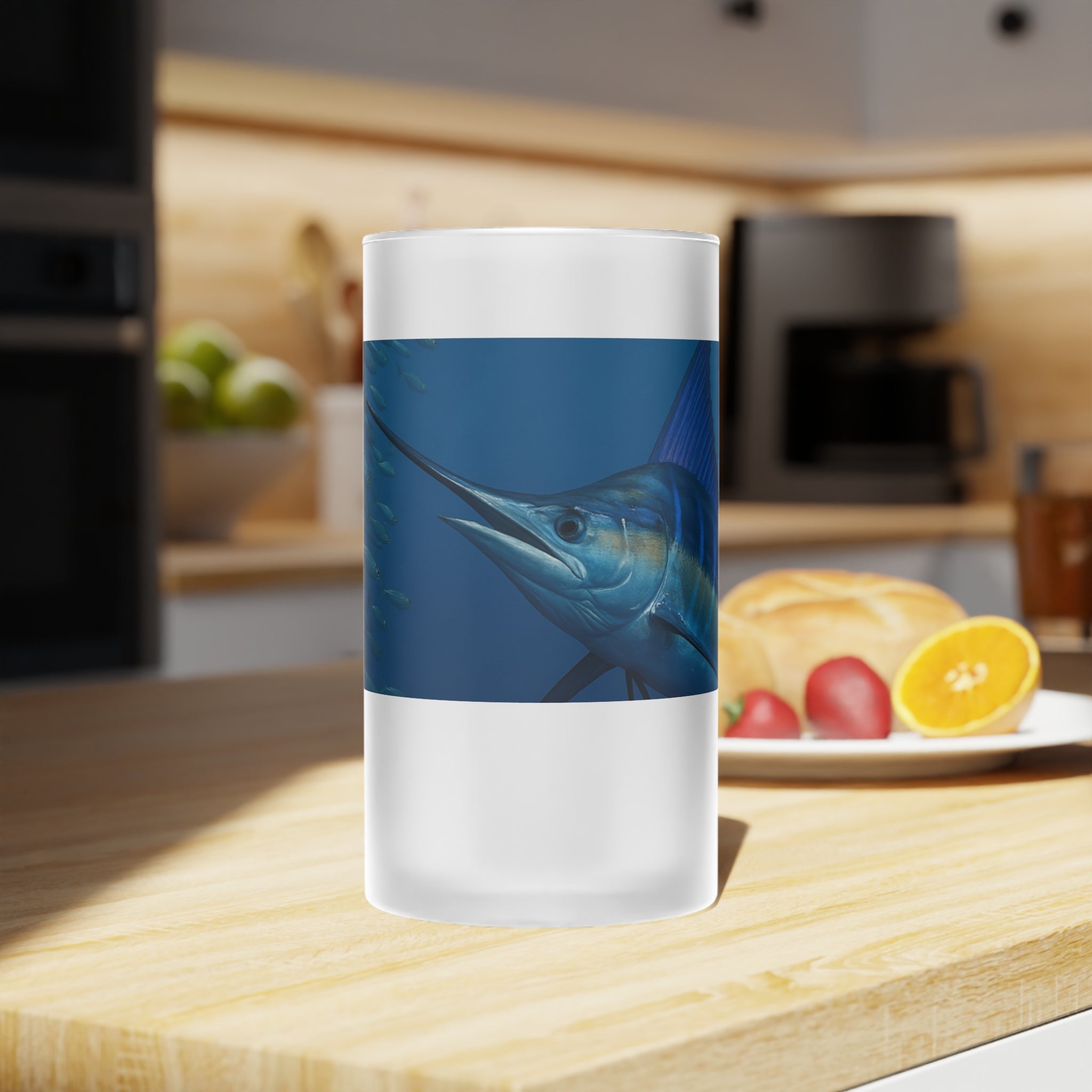Frosted Glass Beer Mug - Blue Marlin Design for Ocean Lovers - Get Tight Gear