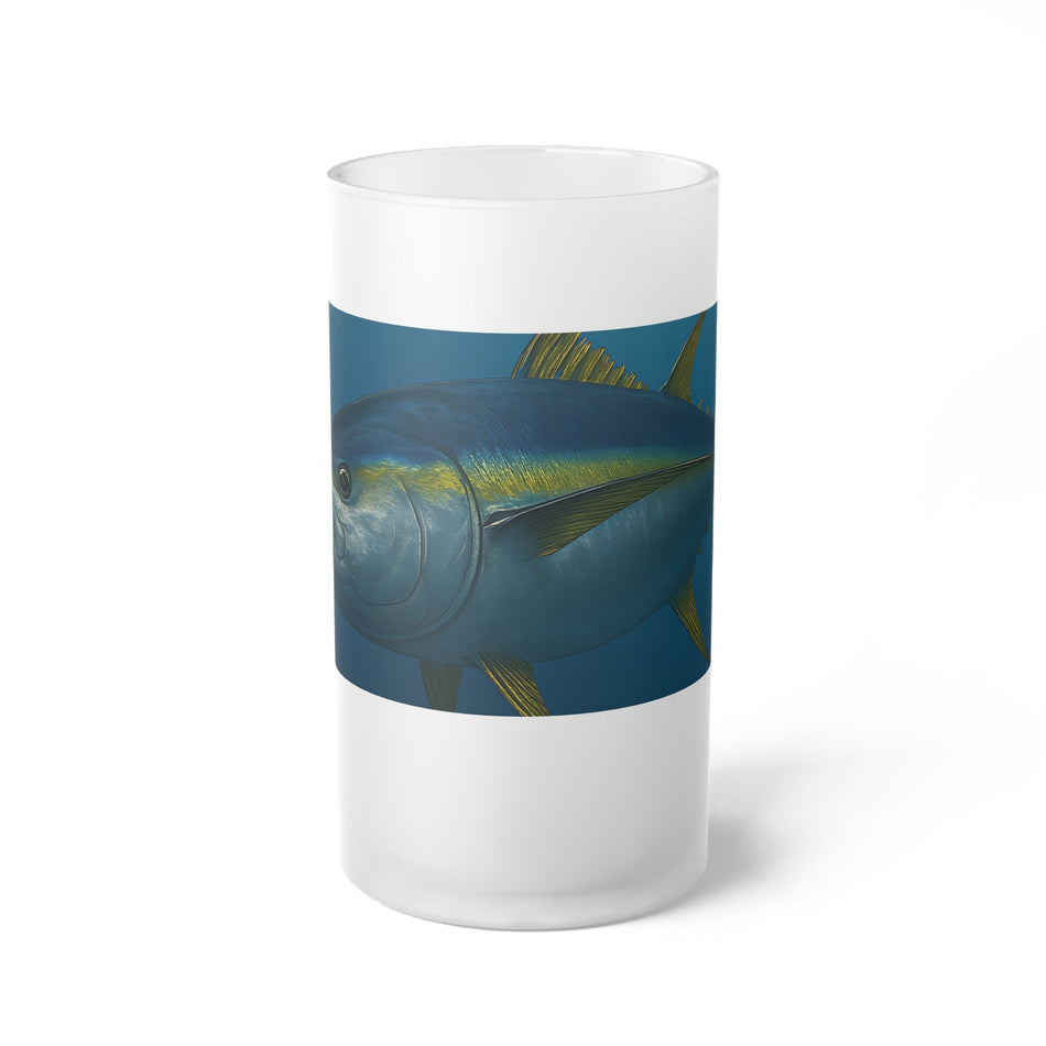 Frosted Glass Beer Mug - Yellow Fin Tuna Design for Fish Lovers - Get Tight Gear