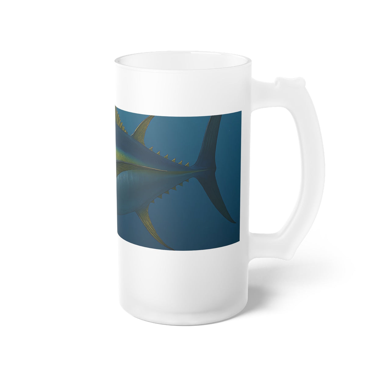 Frosted Glass Beer Mug - Yellow Fin Tuna Design for Fish Lovers - Get Tight Gear