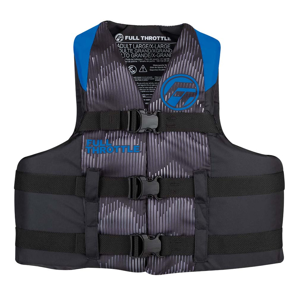 Full Throttle Adult Nylon Life Jacket - 2XL/4XL - Blue/Black - Get Tight Gear
