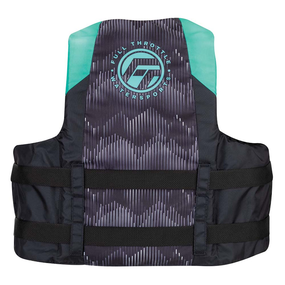 Full Throttle Adult Nylon Life Jacket - L/XL - Aqua/Black - Get Tight Gear