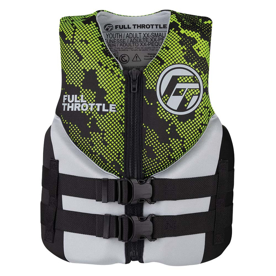 Full Throttle Junior Hinged Neoprene Life Jacket - Green - Get Tight Gear