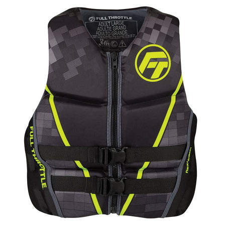 Full Throttle Men's Rapid - Dry Flex - Back Life Jacket - 2XL - Black/Green - Get Tight Gear