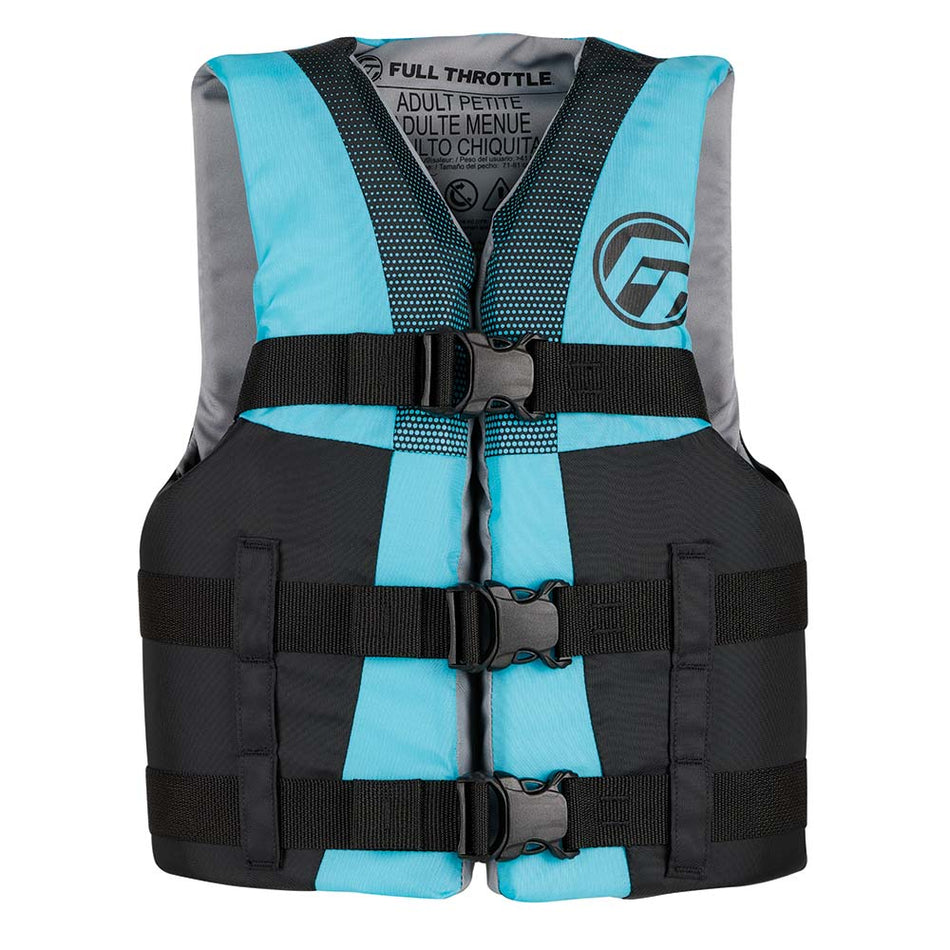 Full Throttle Teen Nylon Life Jacket - Aqua/Black - Get Tight Gear