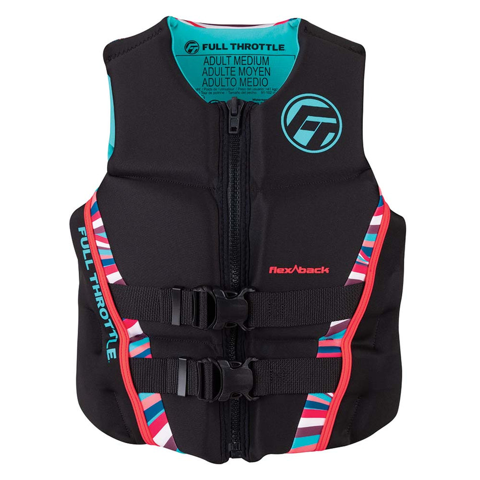Full Throttle Women's Rapid - Dry Flex - Back Life Jacket - Women's XS - Pink/Black - Get Tight Gear