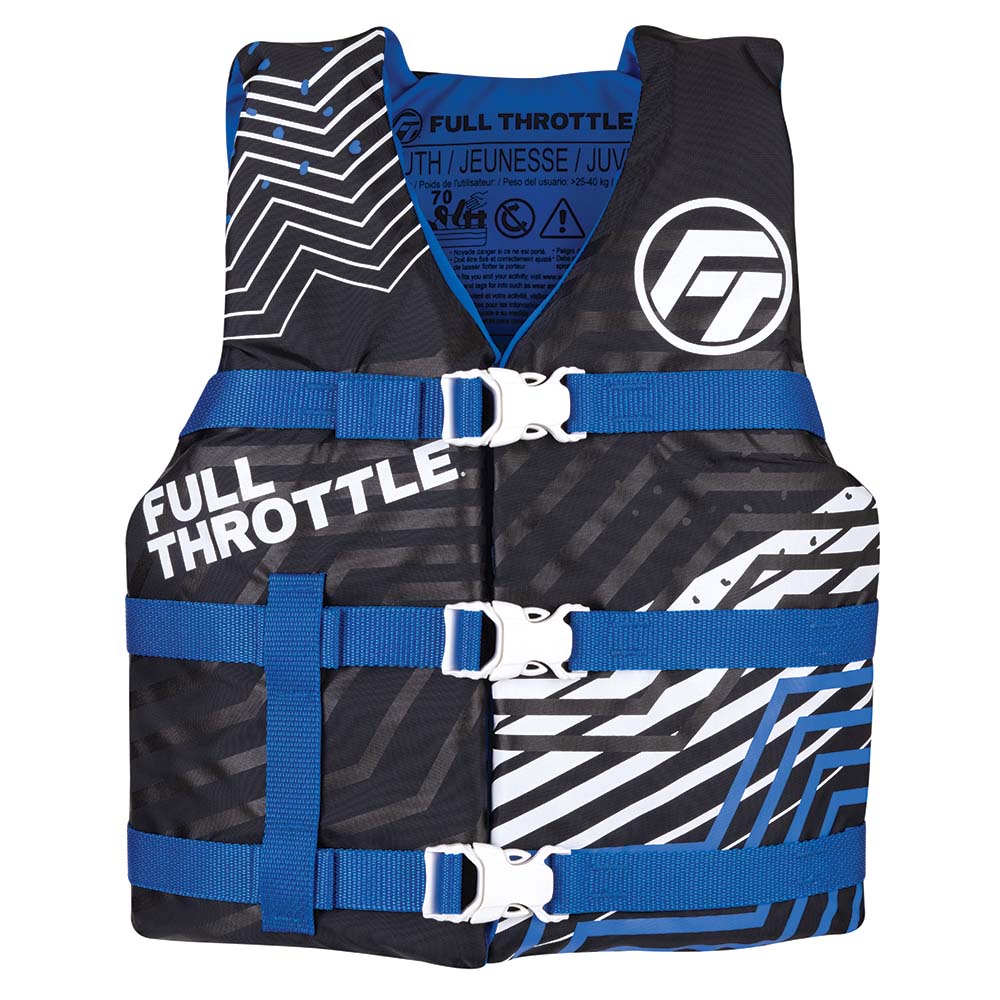 Full Throttle Youth Nylon Life Jacket - Blue/Black - Get Tight Gear