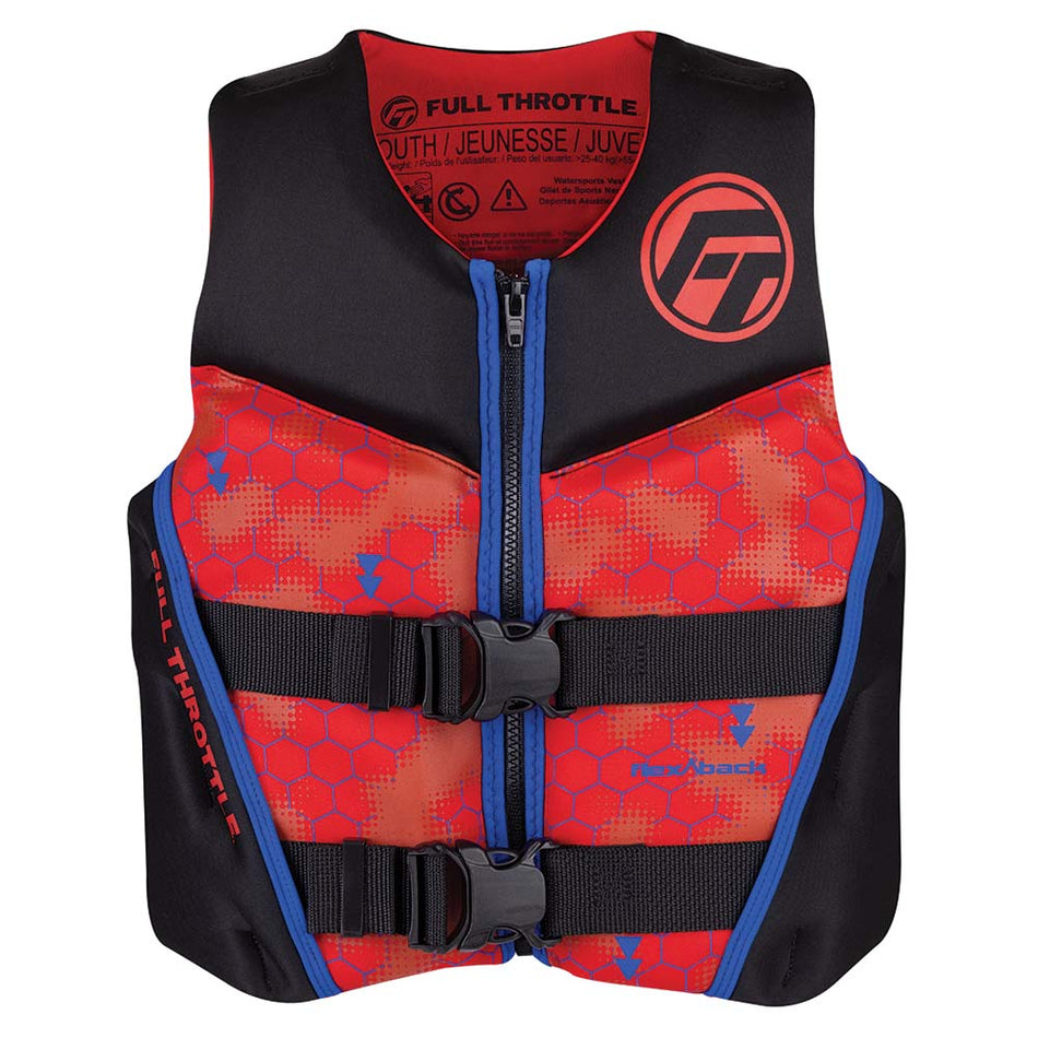 Full Throttle Youth Rapid - Dry Flex - Back Life Jacket - Red/Black - Get Tight Gear