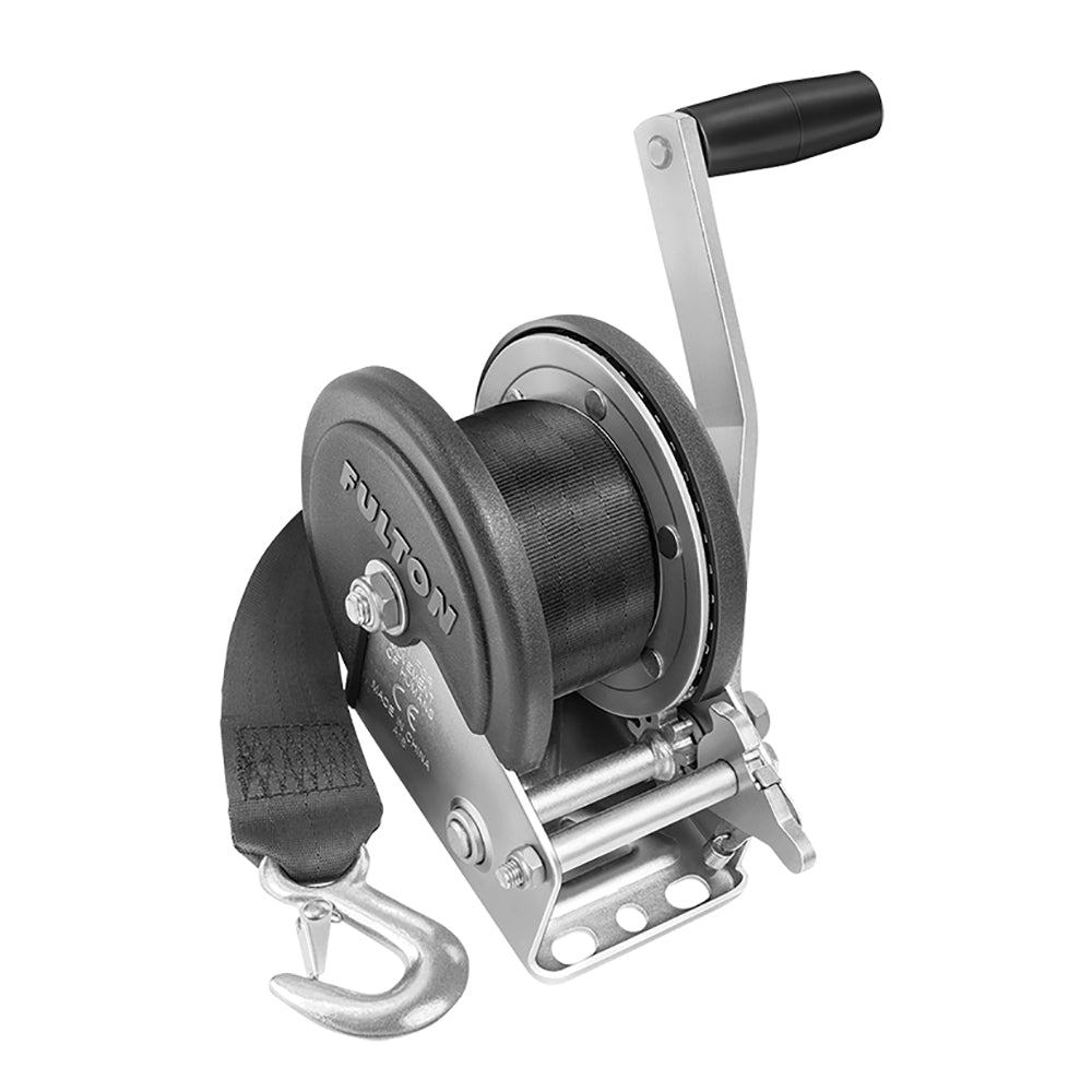 Fulton 1500lb Single Speed Winch w/20' Strap & Cover - Get Tight Gear