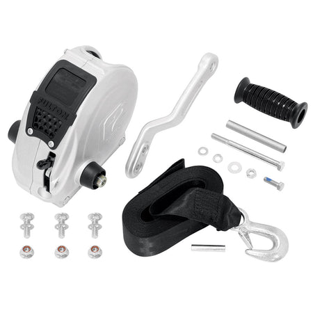 Fulton F2 Trailer Winch 1,600 lbs. - Single Speed w/Strap, Sharkskin Finish - Get Tight Gear