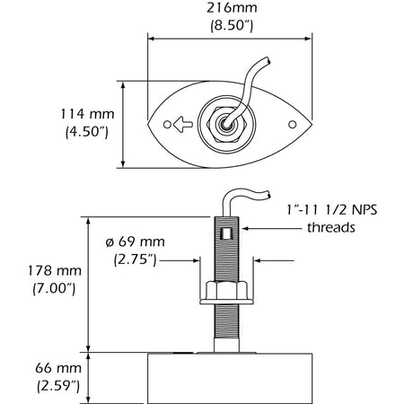 Furuno 556TID - HDD SS260 Stainless Steel Thru - Hull Transducer w/Temp and Fairing Block - 10 Pin - Get Tight Gear
