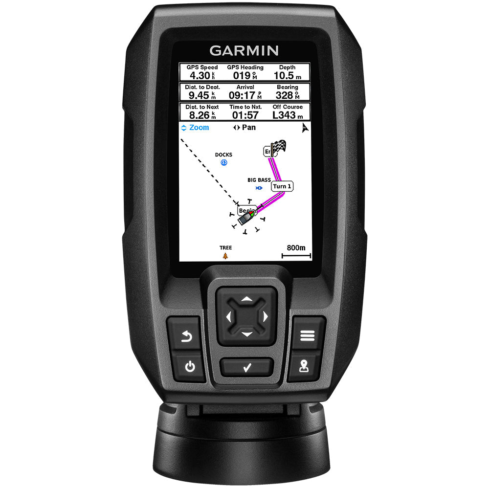 Garmin STRIKER 4 Fishfinder Worldwide Version w/77/200kHz - 4 - Pin Transducer w/Transom & Trolling Motor Mounts - Get Tight Gear