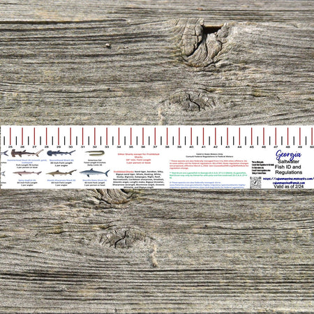 GEORGIA SALT WATER RULER 50 INCH FISH ID AND STATE REGULATIONS FISH RULER DECAL - Get Tight Gear