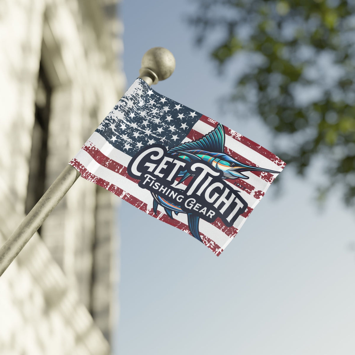 Get Tight Fishing Gear Flag - American Flag Design for Fishing Lovers - Get Tight Gear