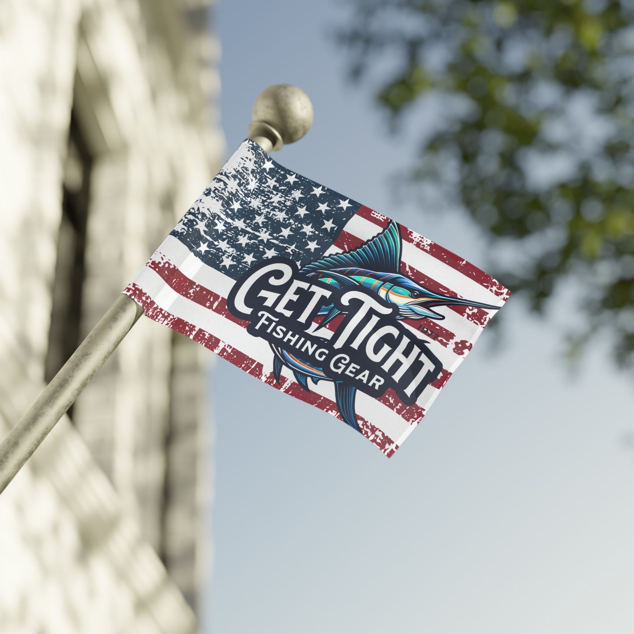 Get Tight Fishing Gear Flag - American Flag Design for Fishing Lovers - Get Tight Gear