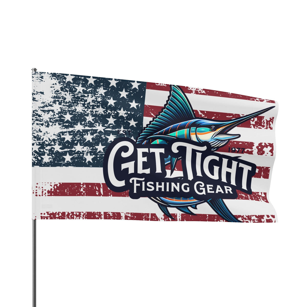 Get Tight Fishing Gear Flag - American Flag Design for Fishing Lovers - Get Tight Gear