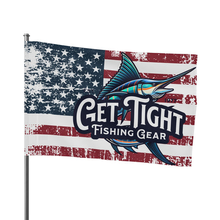 Get Tight Fishing Gear Flag - American Flag Design for Fishing Lovers - Get Tight Gear