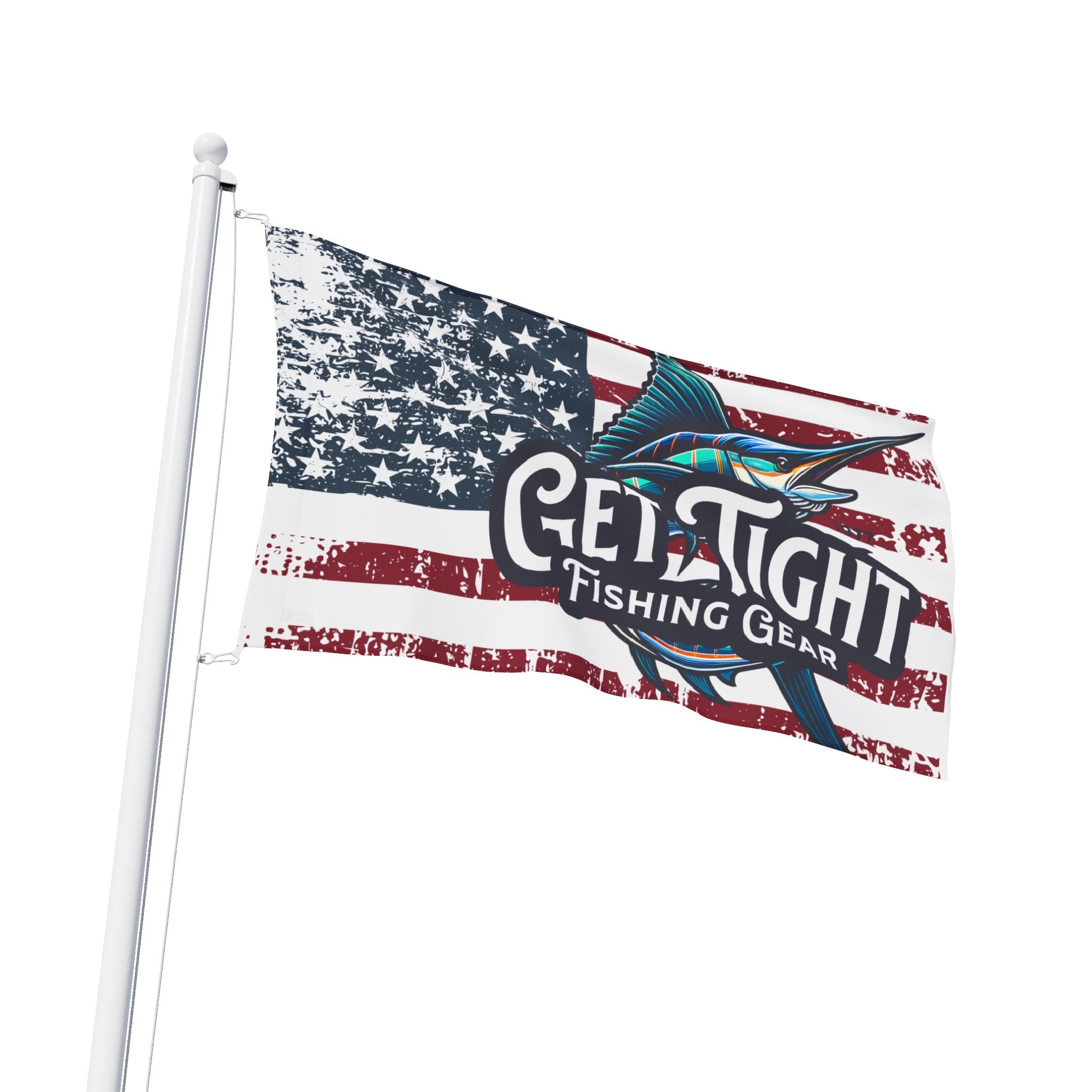 Get Tight Fishing Gear Flag - American Flag Design for Fishing Lovers - Get Tight Gear