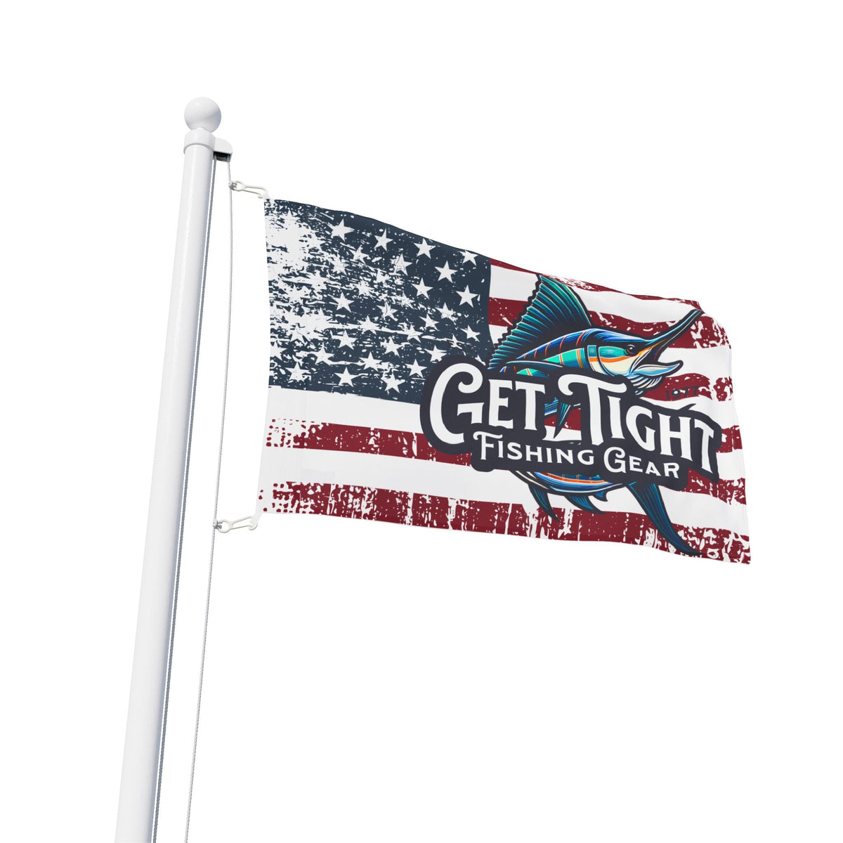 Get Tight Fishing Gear Flag - American Flag Design for Fishing Lovers - Get Tight Gear