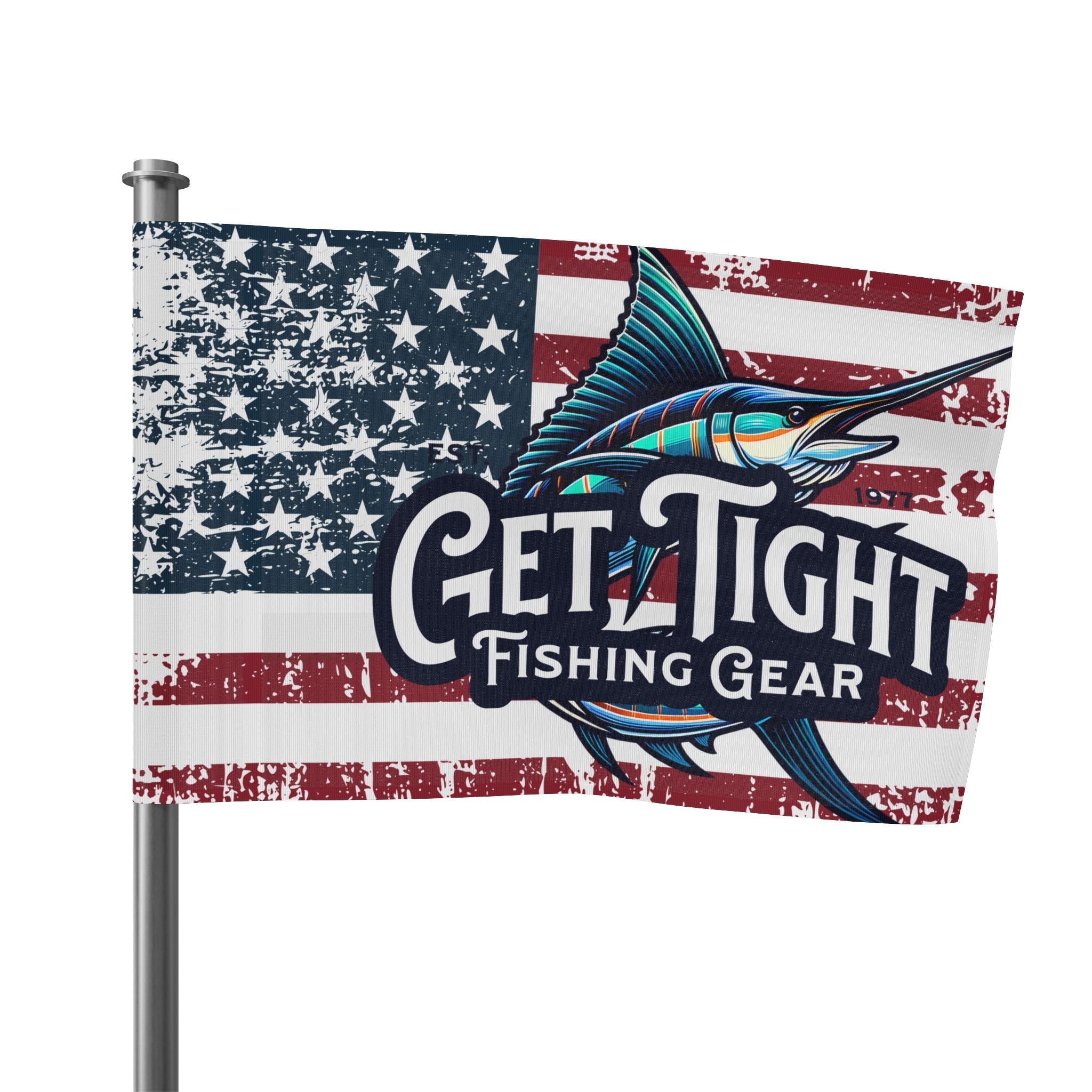 Get Tight Fishing Gear Flag - American Flag Design for Fishing Lovers - Get Tight Gear