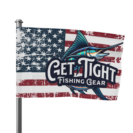 Get Tight Fishing Gear Flag - American Flag Design for Fishing Lovers - Get Tight Gear
