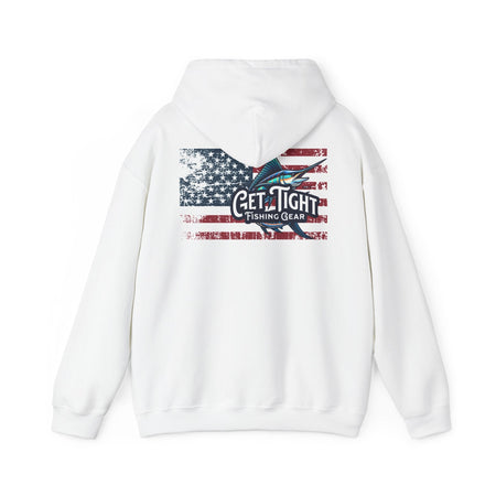 Get Tight Fishing Gear Hoodie - Unisex Heavy Blend™ Sweatshirt with American Flag Design - Get Tight Gear