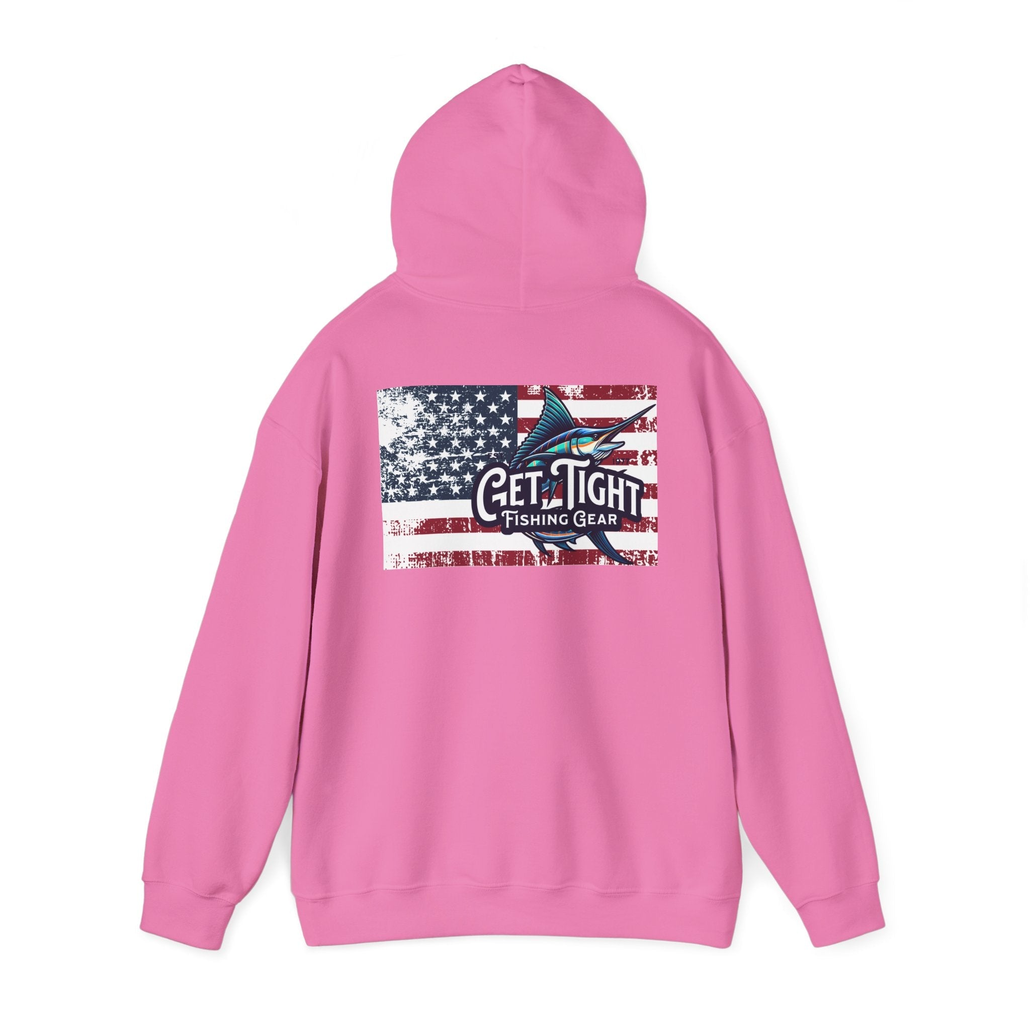 Get Tight Fishing Gear Hoodie - Unisex Heavy Blend™ Sweatshirt with American Flag Design - Get Tight Gear