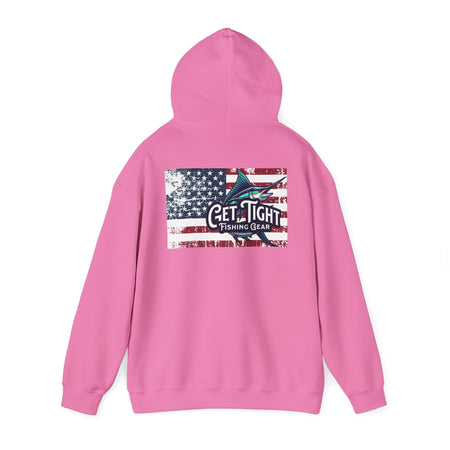 Get Tight Fishing Gear Hoodie - Unisex Heavy Blend™ Sweatshirt with American Flag Design - Get Tight Gear