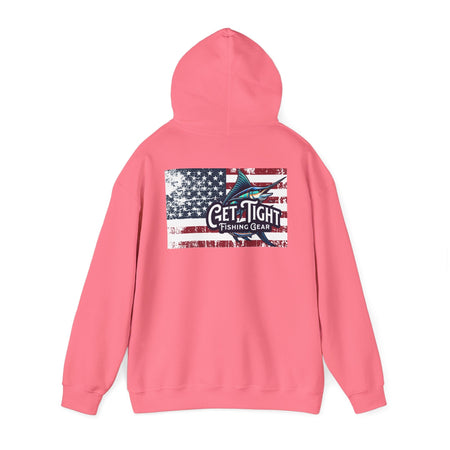 Get Tight Fishing Gear Hoodie - Unisex Heavy Blend™ Sweatshirt with American Flag Design - Get Tight Gear