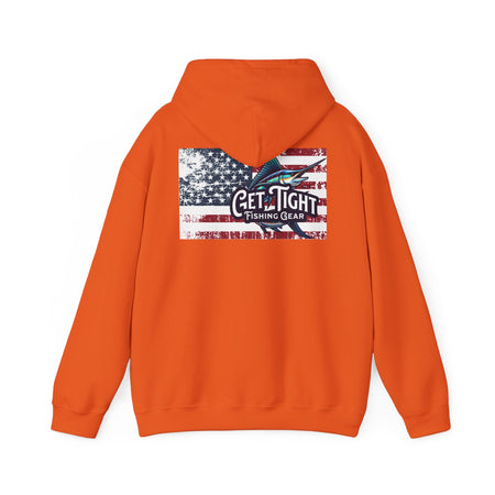 Get Tight Fishing Gear Hoodie - Unisex Heavy Blend™ Sweatshirt with American Flag Design - Get Tight Gear