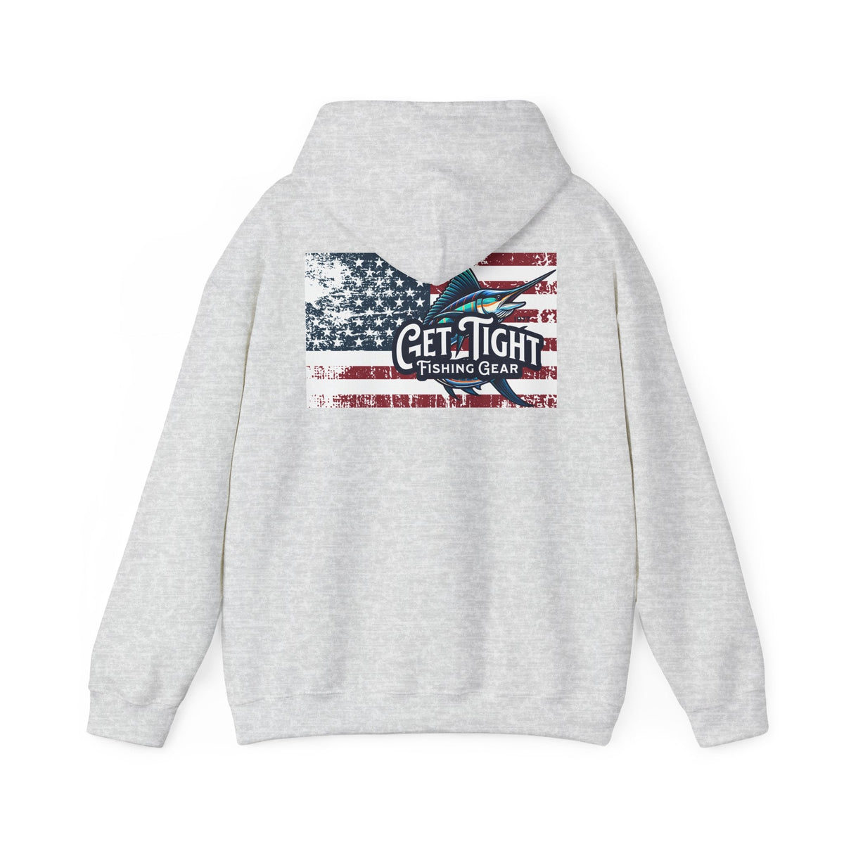 Get Tight Fishing Gear Hoodie - Unisex Heavy Blend™ Sweatshirt with American Flag Design - Get Tight Gear