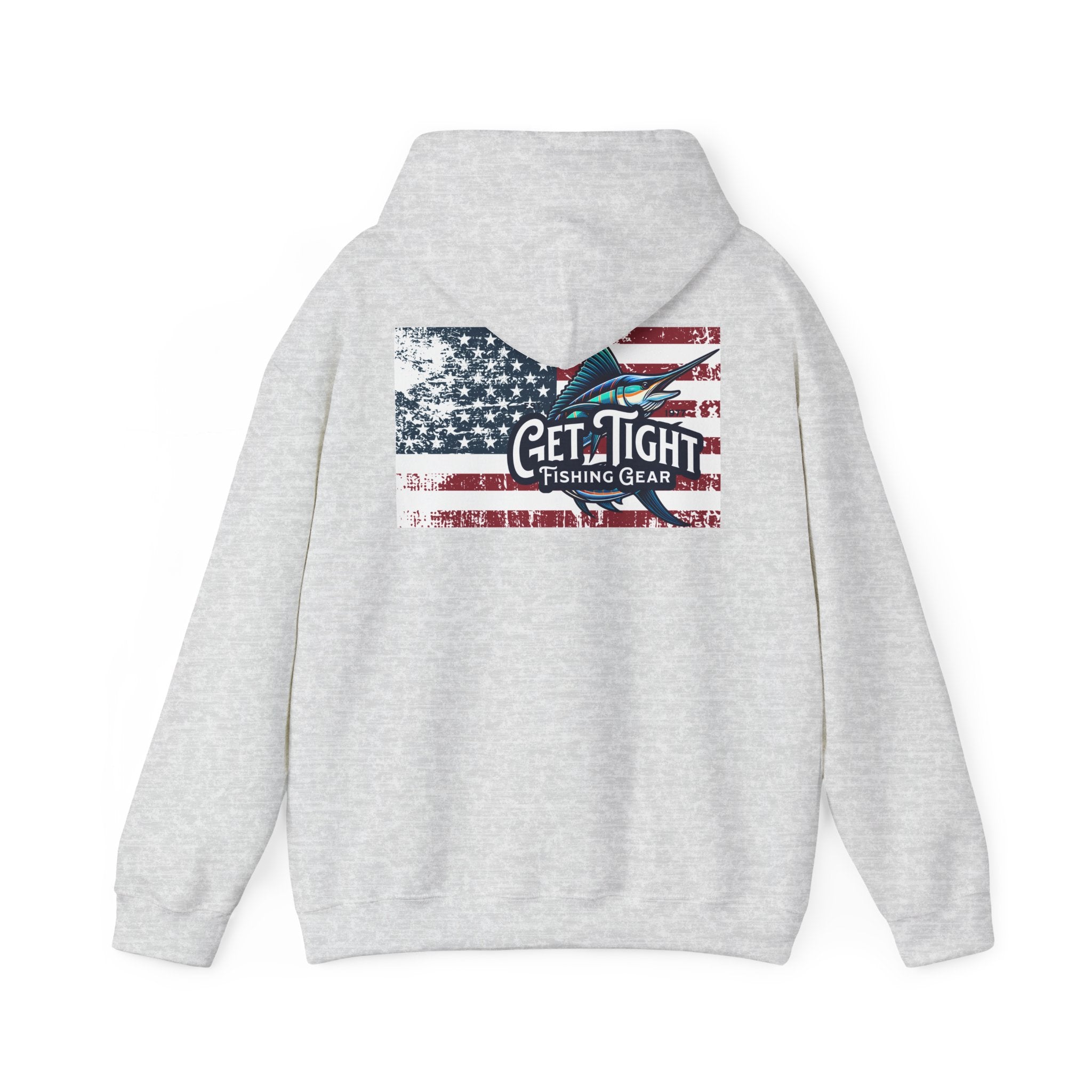 Get Tight Fishing Gear Hoodie - Unisex Heavy Blend™ Sweatshirt with American Flag Design - Get Tight Gear