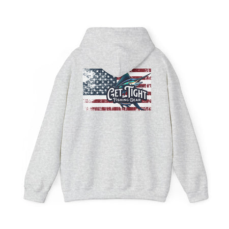 Get Tight Fishing Gear Hoodie - Unisex Heavy Blend™ Sweatshirt with American Flag Design - Get Tight Gear