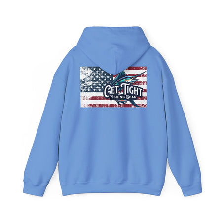 Get Tight Fishing Gear Hoodie - Unisex Heavy Blend™ Sweatshirt with American Flag Design - Get Tight Gear