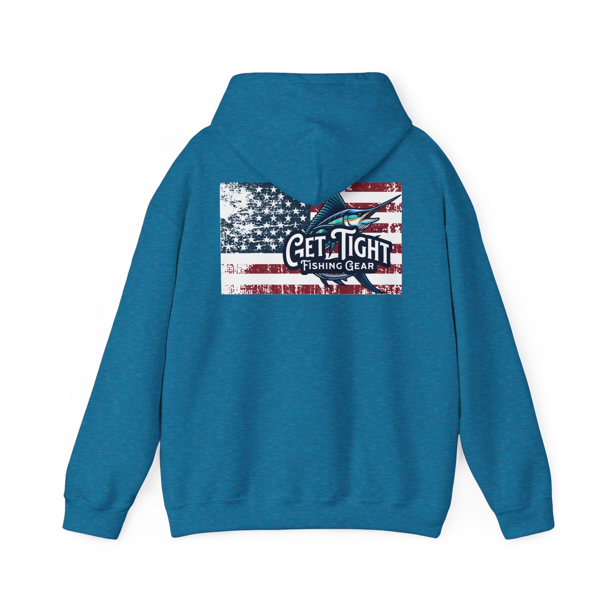 Get Tight Fishing Gear Hoodie - Unisex Heavy Blend™ Sweatshirt with American Flag Design - Get Tight Gear