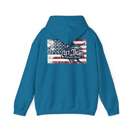 Get Tight Fishing Gear Hoodie - Unisex Heavy Blend™ Sweatshirt with American Flag Design - Get Tight Gear