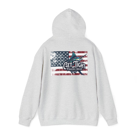 Get Tight Fishing Gear Hoodie - Unisex Heavy Blend™ Sweatshirt with American Flag Design - Get Tight Gear