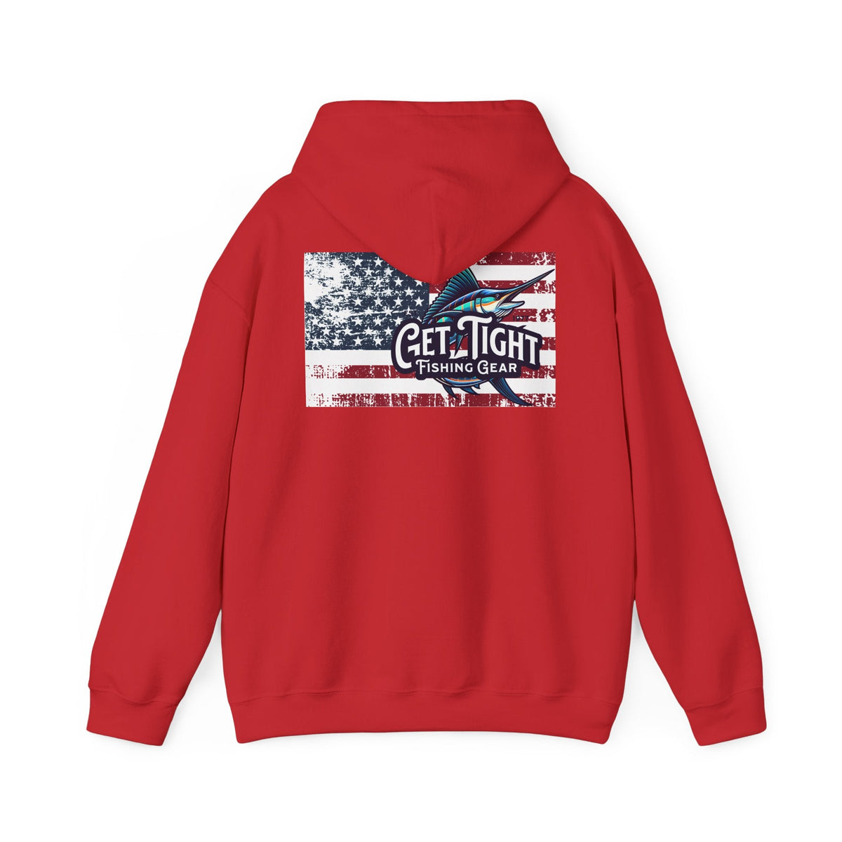 Get Tight Fishing Gear Hoodie - Unisex Heavy Blend™ Sweatshirt with American Flag Design - Get Tight Gear