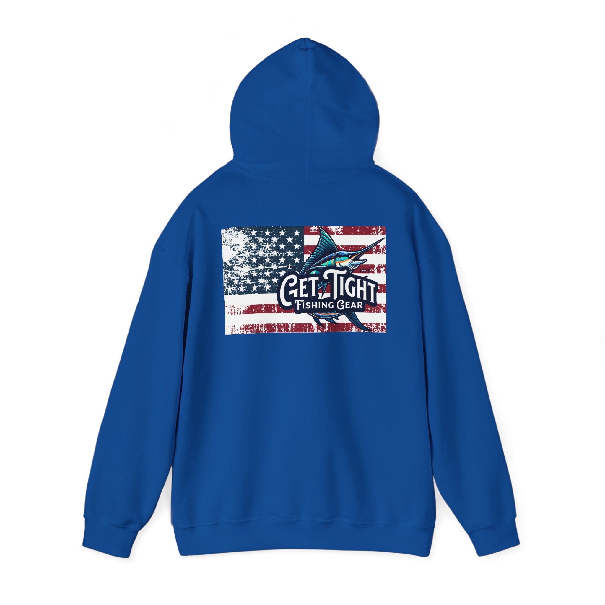 Get Tight Fishing Gear Hoodie - Unisex Heavy Blend™ Sweatshirt with American Flag Design - Get Tight Gear