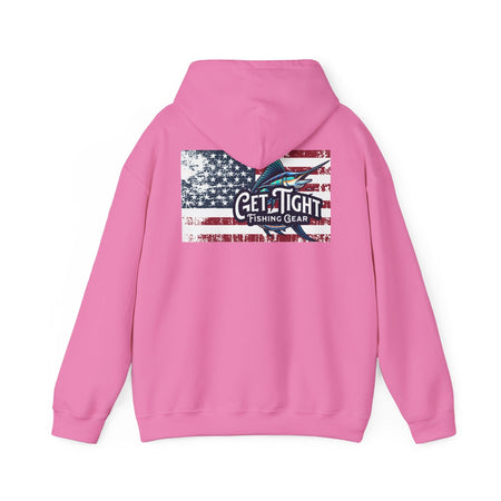 Get Tight Fishing Gear Hoodie - Unisex Heavy Blend™ Sweatshirt with American Flag Design - Get Tight Gear