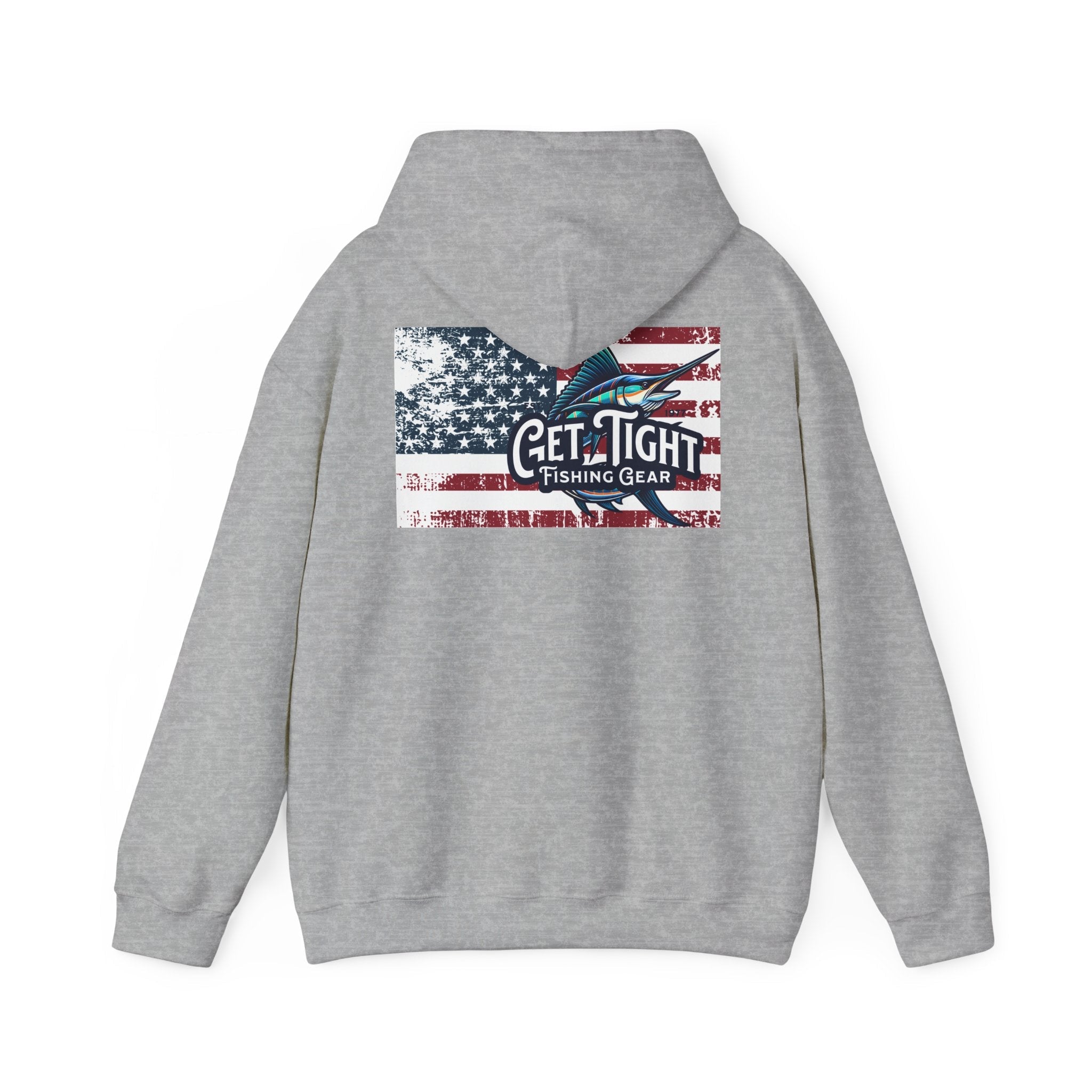 Get Tight Fishing Gear Hoodie - Unisex Heavy Blend™ Sweatshirt with American Flag Design - Get Tight Gear