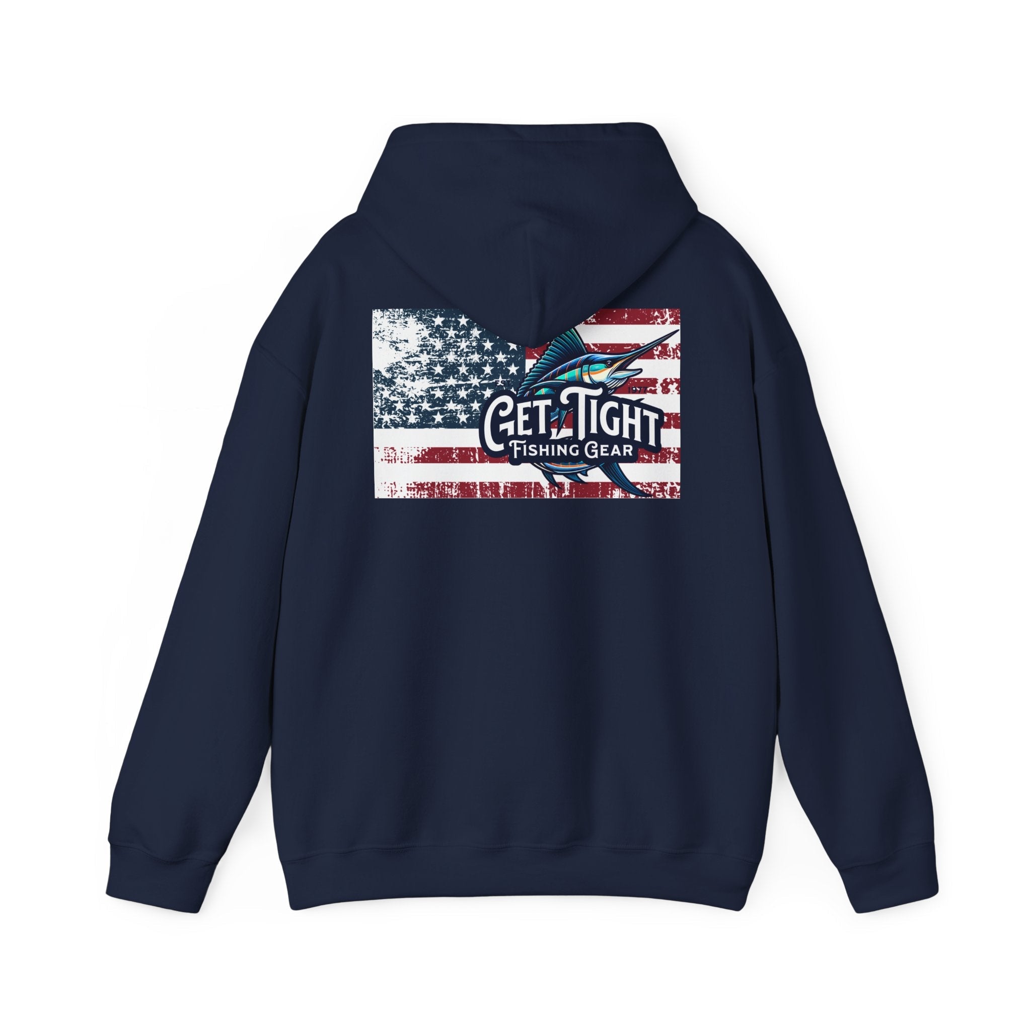 Get Tight Fishing Gear Hoodie - Unisex Heavy Blend™ Sweatshirt with American Flag Design - Get Tight Gear